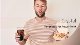  Presentation with food fish - PPT layouts enhanced with young-caucasian-man-eating-fast background and a lemonade colored foreground