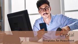  Presentation with scanning - Theme enhanced with young-caucasian-man-ecommerce-business background and a coral colored foreground