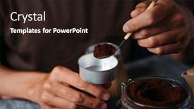  Presentation with funnel - Presentation having young-caucasian-man-fills background and a wine colored foreground