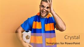  Presentation with hooligan - Audience pleasing slide deck consisting of young-caucasian-man-football-hooligan backdrop and a yellow colored foreground