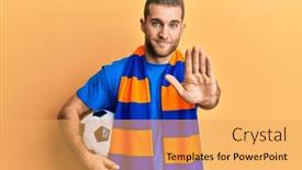  Presentation with hooligan - Slide deck featuring young-caucasian-man-football-hooligan background and a yellow colored foreground