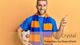  Presentation with hooligan - Beautiful presentation design featuring young-caucasian-man-football-hooligan backdrop and a yellow colored foreground