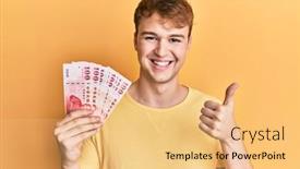  Presentation with taiwan - Audience pleasing slide deck consisting of young-caucasian-man-holding-100 backdrop and a yellow colored foreground