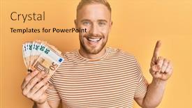  Presentation with bunch - PPT layouts featuring young-caucasian-man-holding-bunch background and a yellow colored foreground