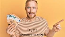  Presentation with bunch - PPT layouts having young-caucasian-man-holding-bunch background and a coral colored foreground