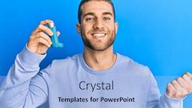  Presentation with asthma - Cool new presentation with young-caucasian-man-holding-medical backdrop and a light blue colored foreground