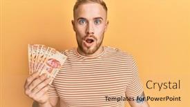  Presentation with mexican - PPT theme featuring young-caucasian-man-holding-mexican background and a coral colored foreground