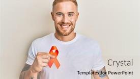  Presentation with leukemia - Slides featuring young-caucasian-man-holding-orange background and a lemonade colored foreground