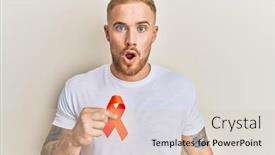  Presentation with leukemia - Presentation consisting of young-caucasian-man-holding-orange background and a lemonade colored foreground