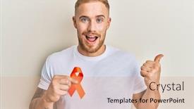  Presentation with leukemia - Amazing slide deck having young-caucasian-man-holding-orange backdrop and a coral colored foreground
