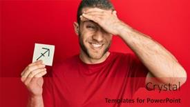  Presentation with zodiac - Cool new theme with young-caucasian-man-holding-paper backdrop and a crimson colored foreground