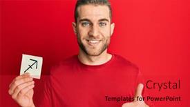  Presentation with zodiac - Beautiful slide set featuring young-caucasian-man-holding-paper backdrop and a red colored foreground