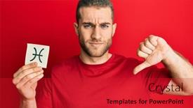  Presentation with zodiac - Amazing slide deck having young-caucasian-man-holding-paper backdrop and a crimson colored foreground