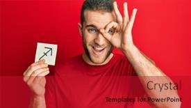  Presentation with zodiac - Slide set consisting of young-caucasian-man-holding-paper background and a crimson colored foreground