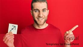  Presentation with zodiac - Theme having young-caucasian-man-holding-paper background and a red colored foreground