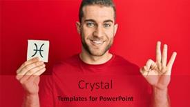  Presentation with zodiac - Audience pleasing PPT layouts consisting of young-caucasian-man-holding-paper backdrop and a crimson colored foreground