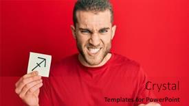  Presentation with zodiac - Presentation theme having young-caucasian-man-holding-paper background and a red colored foreground