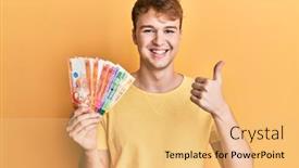  Presentation with philippine - Audience pleasing PPT layouts consisting of young-caucasian-man-holding-philippine backdrop and a yellow colored foreground