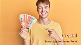  Presentation with philippine - Beautiful slide deck featuring young-caucasian-man-holding-philippine backdrop and a yellow colored foreground