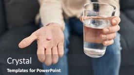  Presentation with psychology - PPT theme with young-caucasian-man-holding-pill background and a tawny brown colored foreground