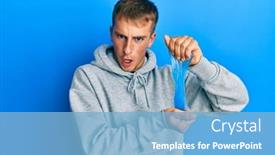  Presentation with mouth - Presentation theme with young-caucasian-man-holding-slime background and a light blue colored foreground