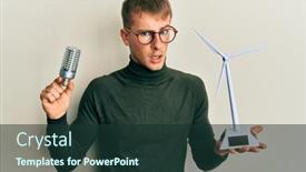  Presentation with solar - Slide set featuring young-caucasian-man-holding-solar background and a tawny brown colored foreground