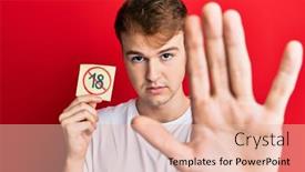  Presentation with under ground cable - Presentation theme consisting of young-caucasian-man-holding-under background and a lemonade colored foreground