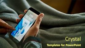  Presentation with smartphone app - Slide set consisting of young-caucasian-man-in-pajamas background and a tawny brown colored foreground