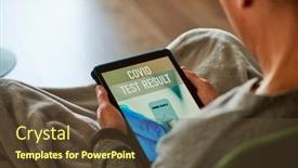  Presentation with checks - Presentation theme with young-caucasian-man-in-pajamas background and a tawny brown colored foreground