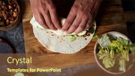  Presentation with fresh meat - Slide deck enhanced with young-caucasian-man-is-rolling background and a tawny brown colored foreground