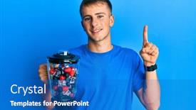  Presentation with smoothie making - Amazing presentation theme having young-caucasian-man-making-smoothie backdrop and a teal colored foreground