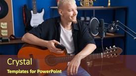  Presentation with classical music - PPT layouts enhanced with young-caucasian-man-musician-playing background and a tawny brown colored foreground