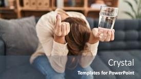  Presentation with water glass - Presentation theme having young-caucasian-man-patient-stressed background and a ocean colored foreground