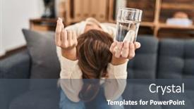  Presentation with water glass - Presentation design with young-caucasian-man-patient-stressed background and a dark gray colored foreground