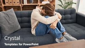  Presentation with psychology - Presentation theme consisting of young-caucasian-man-patient-stressed background and a dark gray colored foreground