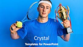  Presentation with tennis - Slide set enhanced with young-caucasian-man-playing-tennis background and a  colored foreground