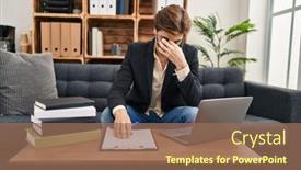  Presentation with stressed - PPT layouts enhanced with young-caucasian-man-psychologist-stressed background and a coral colored foreground