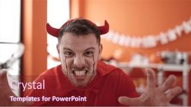  Presentation with devil - Slide deck enhanced with young-caucasian-man-screaming-wearing background and a tawny brown colored foreground