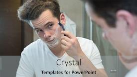  Presentation with mirror reflection - Colorful PPT theme enhanced with young-caucasian-man-shaving-face backdrop and a lemonade colored foreground