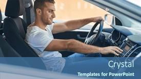  Presentation with 3d man sitting question mark - Theme enhanced with young-caucasian-man-sitting background and a ocean colored foreground