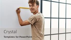  Presentation with confident - Theme consisting of young-caucasian-man-smiling-confident background and a  colored foreground