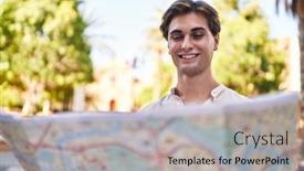  Presentation with city map - Slides having young-caucasian-man-smiling-confident background and a light gray colored foreground