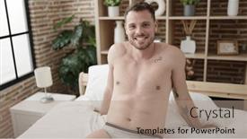  Presentation with confident - Theme having young-caucasian-man-smiling-confident background and a coral colored foreground