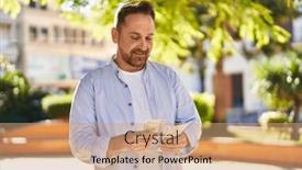  Presentation with counting - Slide deck with young-caucasian-man-smiling-confident background and a coral colored foreground