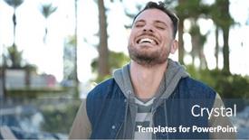  Presentation with confident - Slide set enhanced with young-caucasian-man-smiling-confident background and a  colored foreground