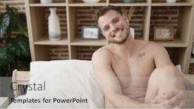  Presentation with confident - Slides enhanced with young-caucasian-man-smiling-confident background and a light gray colored foreground