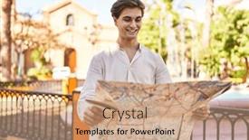  Presentation with city map - Presentation theme consisting of young-caucasian-man-smiling-confident background and a coral colored foreground