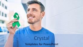  Presentation with green city - Theme enhanced with young-caucasian-man-smiling-happy background and a teal colored foreground