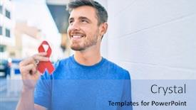  Presentation with hiv ribbon - Amazing slides having young-caucasian-man-smiling-happy backdrop and a light blue colored foreground