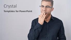  Presentation with sleepiness - Slides with young-caucasian-man-standing-over background and a  colored foreground